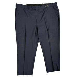 NWT Gaga G Dress Pants Zignone Wool & Silk Trousers Italy Micro-Check Blue 44x29